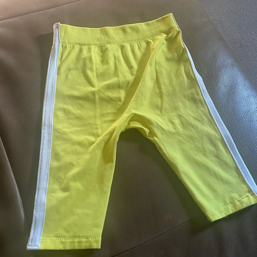 Canary Yellow Biker Short, White Stripe, Size S